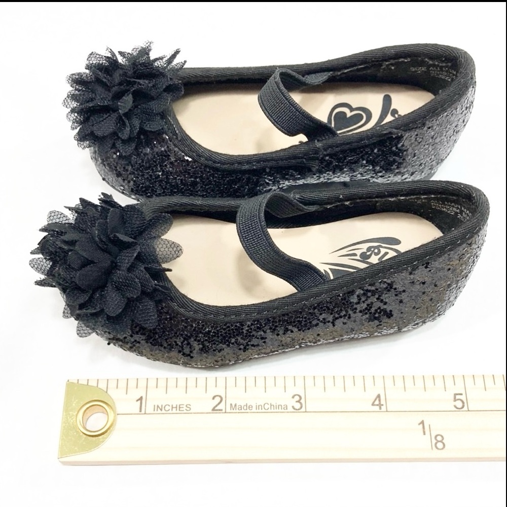 ✨🖤 Place Black Sequin Dress Shoes Girls Size 4 🖤✨ - Picture 5 of 11